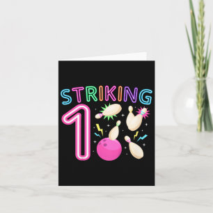 Barn 1:a födelsedagsfest bowling flicka 1 år gamma kort