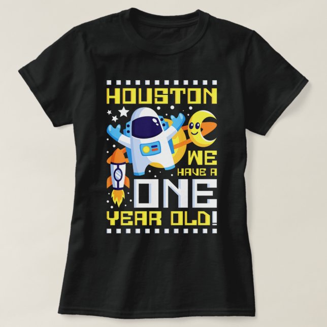 Barn 1:a födelsedagshuset Vi har ett års ålder T Shirt (Design framsida)