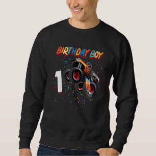 Barn 1 år gamla Bday Boy Monster Lastbilar 1:a föd Lång Ärmad Tröja