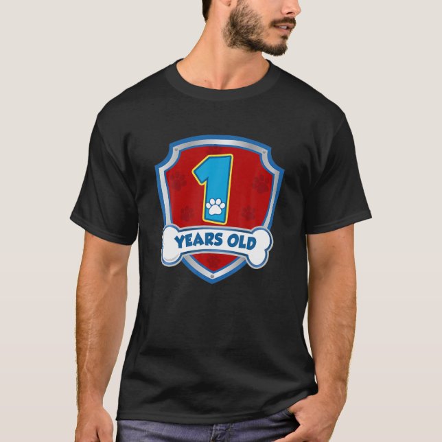 Barn 1 år gammal 1:a födelsedagspatrullen Party Bo T Shirt (Framsida)