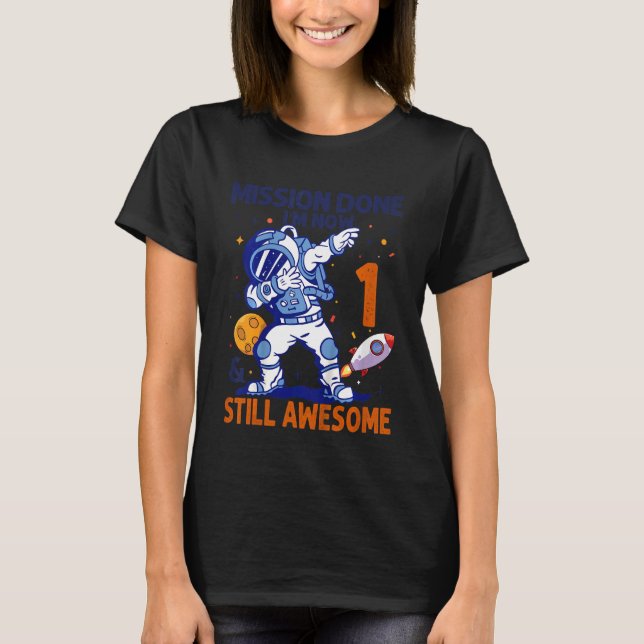 Barn 1 Årets gamla Astronaut-rymdplan 1:a Birthda T Shirt (Framsida)