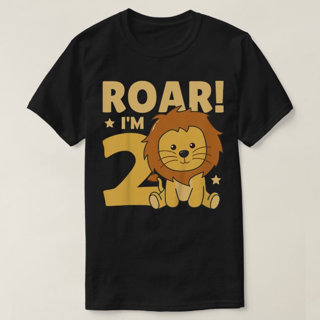 Barn 2:a födelsedag Lejon 2 år gammal Unge Lejon T Shirt (Design framsida)