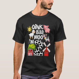 Barn 2:a födelsedag Oink Baa Moo Im 2 Djurhållare T Shirt