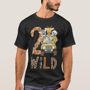 Barn 2:a födelsedagen Safari 2:a Vilden Zoo Birthd T Shirt
