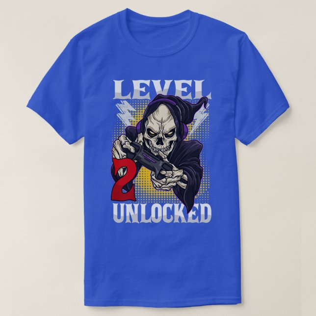 Barn 2:a födelsedagsspelskaleton nivå 2 olåst  t shirt (Design framsida)