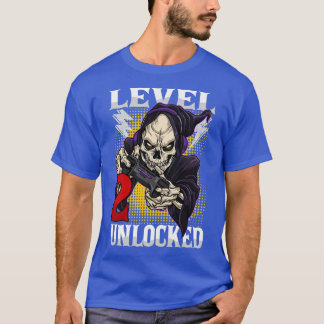 Barn 2:a födelsedagsspelskaleton nivå 2 olåst t shirt