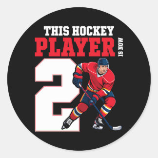 Barn 2:a ishockey födelsedag två år gammal spelare runt klistermärke
