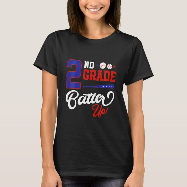 Barn 2:a klass Batter Up Baseball Barnkläder Bak T Shirt (Framsida)