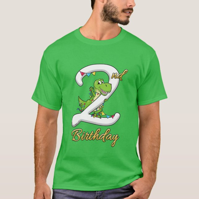 Barn 2 år gamla pojkar 2 dagar Dinosaur | Dino Sec T Shirt (Framsida)