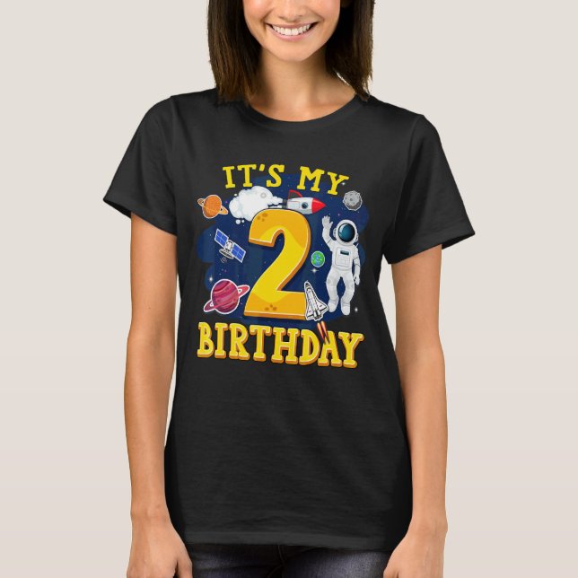 Barn 2 år gammal astronaut Rymden 2:a Birthda T Shirt (Framsida)