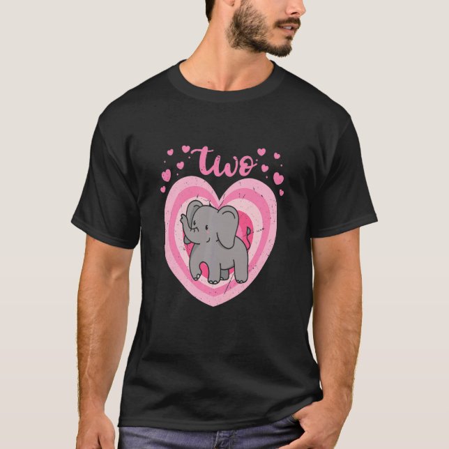 Barn 2 år gammal cute Elephant Birthday Girl 2nd B T Shirt (Framsida)