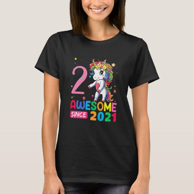 Barn 2 år gammal enhörning, 2:a födelsedag t shirt (Framsida)