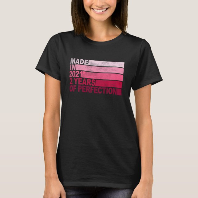 Barn 2 år gammal född 2021 Flickor 2:a födseln T Shirt (Framsida)