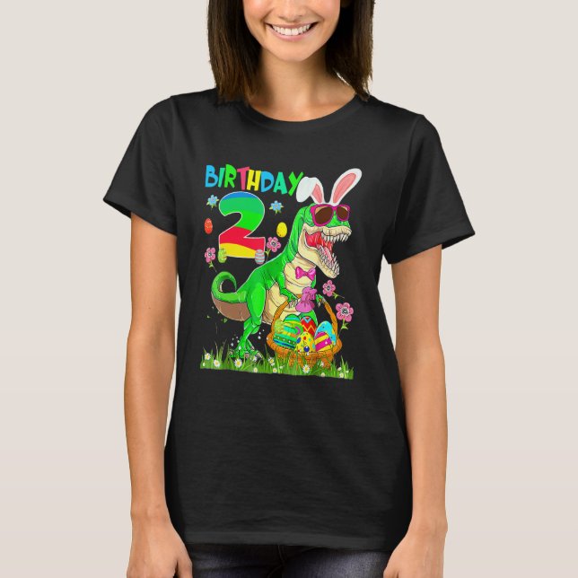 Barn 2 år gammal T Rex dinosaur påskhare ägg 2n Shirt (Framsida)
