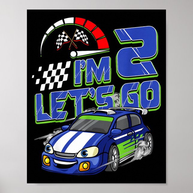 Barn 2-års födelsedagsracingbil 2 år gamla pojkar  poster (Framsidan)