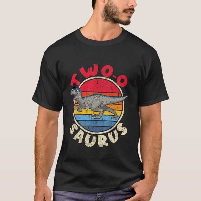 Barn 2 och födelsedag 2 O Saurus I Velociraptor I  T Shirt (Framsida)