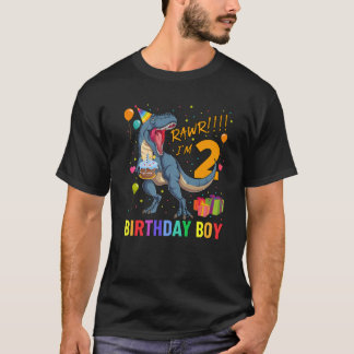Barn 2 och födelsedag Dinosaur 2 år gammal pojke F T Shirt