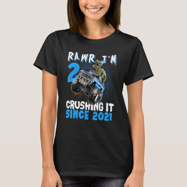 Barn 2 som krockar sedan 2021 Monster Lastbil 2:a  T Shirt (Framsida)