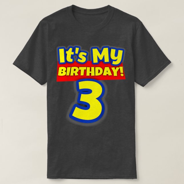 Barn 3 år gamla 3:e födelsedagspojkar och flickor  t shirt (Design framsida)