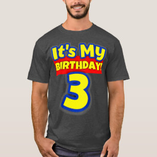 Barn 3 år gamla 3:e födelsedagspojkar och flickor t shirt