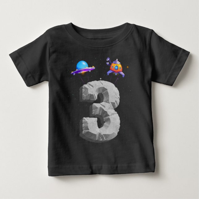 Barn 3 år gamla födelsedagstjejp Astronaut Gifts S T Shirt (Framsida)