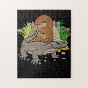 Barn 3 år gamla Komodo drake reptil 3:e födelsedag Pussel