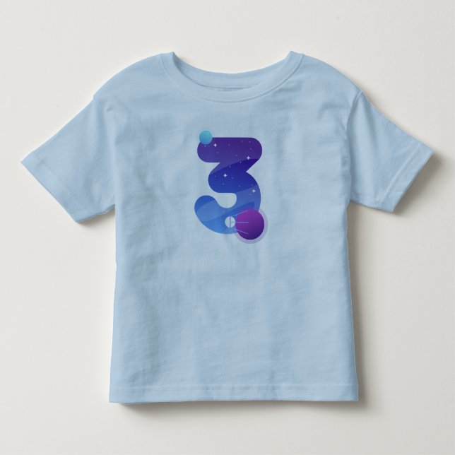 Barn 3 år gamla pojkplaneter 3:e födelsedagen Ki T Shirt (Framsida)