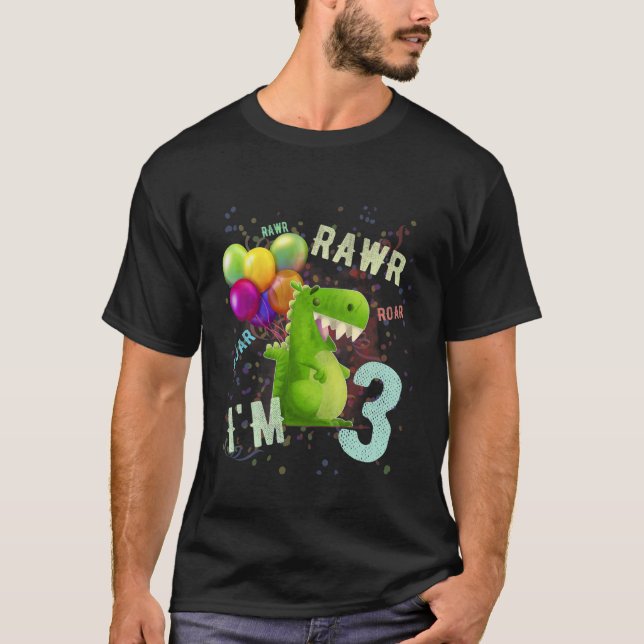 Barn 3 år gammal dinosaur Birthday Shirt 3:e födel T (Framsida)