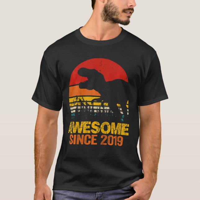 Barn 3 år gammal dosinosaur Rex Fantastisk 2019 3r T Shirt (Framsida)
