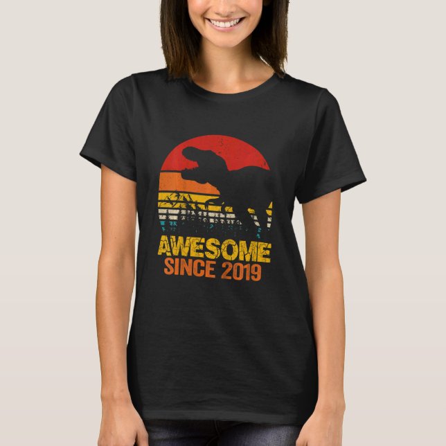 Barn 3 år gammal dosinosaur Rex Fantastisk 2019 3r T Shirt (Framsida)