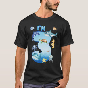 Barn 3 år gammal Ocean Life Whale Dolphin Shark 3 T Shirt