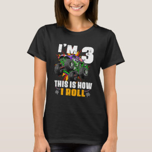 Barn 3 år gammal shirt 3:e födelsedagstorgsmonster t