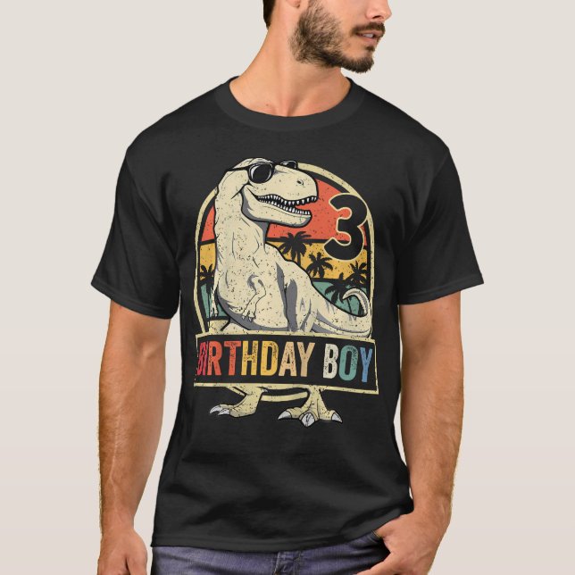 Barn 3 år gammal Shirt 3Rd Birthday Boy T Rex Dino (Framsida)