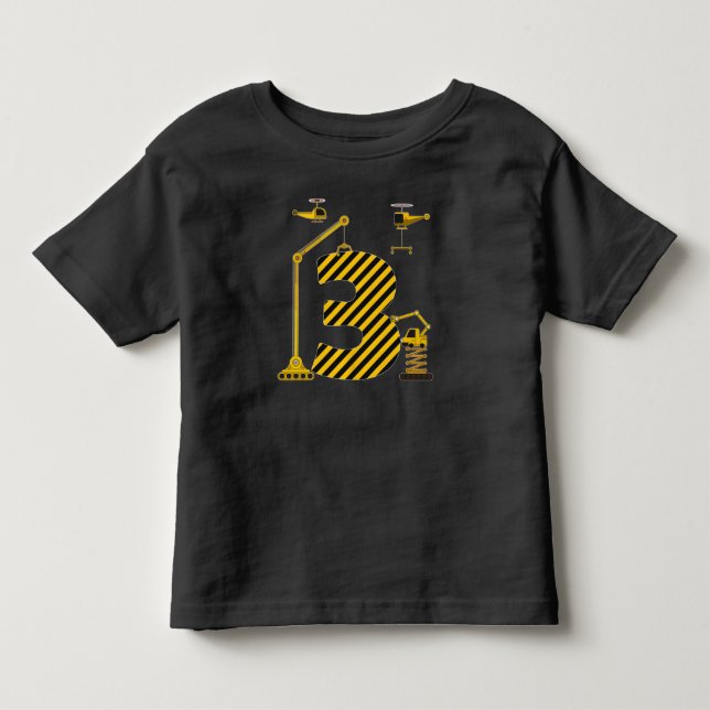 Barn 3-års födelsedag Grävarkran Lastbil 3 år gamm T Shirt (Framsida)