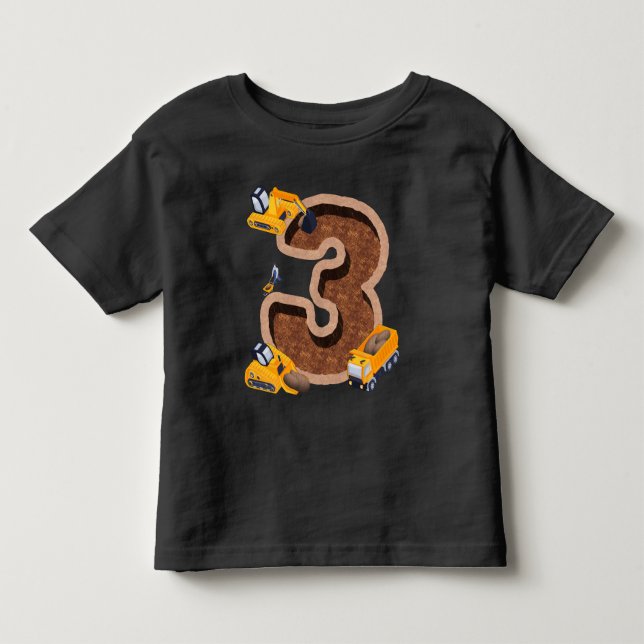 Barn 3-års födelsedagsgrävare T-shirt I 3 år bygga (Framsida)