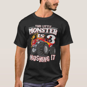 Barn 3:e födelsedag barn Den lilla monstern Lastbi T Shirt