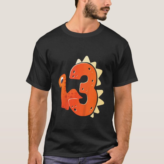 Barn 3:e födelsedag Dinosaur förhistorisk tema Fåg T Shirt (Framsida)