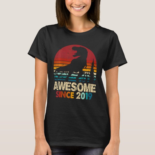 Barn 3:e födelsedag Dinosaur Rex Fantastisk 2019 3 T Shirt (Framsida)