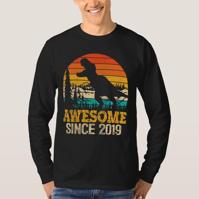 Barn 3:e födelsedag Dinosaur Trex 3 år gammal Awe T Shirt (Framsida)