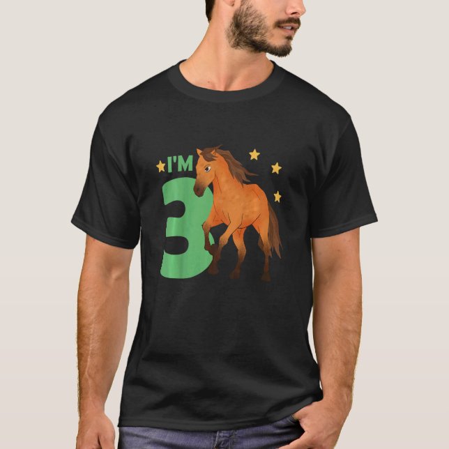 Barn 3:e födelsedag Häst 3 år gamla R T Shirt (Framsida)