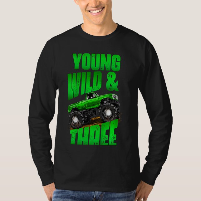 Barn 3:e födelsedag: Monster Lastbil Rule Sylt Tre T Shirt (Framsida)