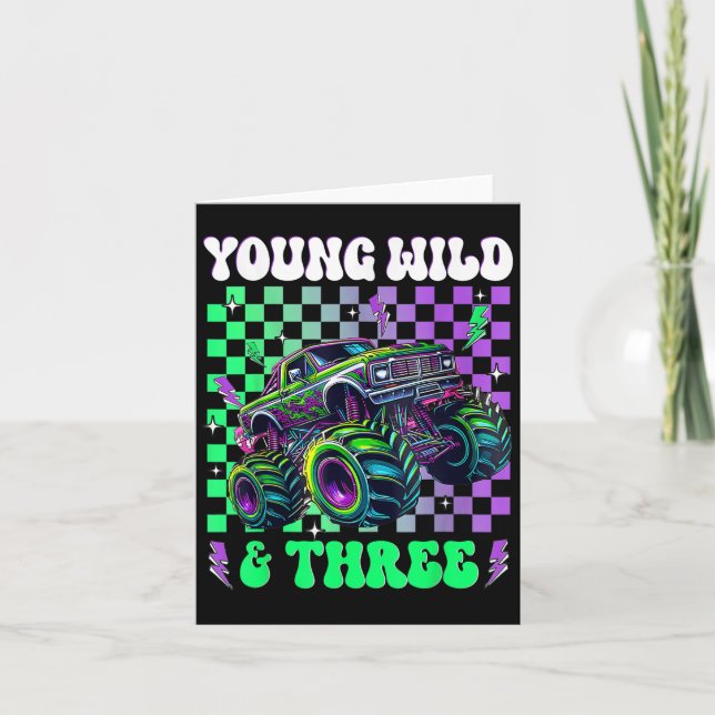 Barn 3:e födelsedag: Monster Lastbil Young Vild oc Kort (Framsida)