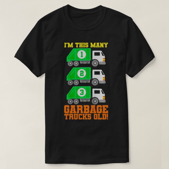 Barn 3:e födelsedag Sopor Lastbil 3 Temaparty T Shirt (Design framsida)