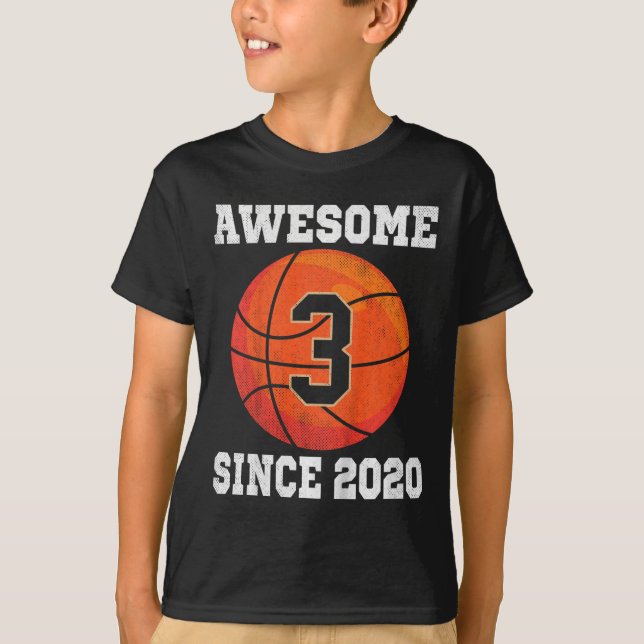 Barn 3:e födelsedagen Basketball Älskare 3 år gamm T Shirt (Framsida)