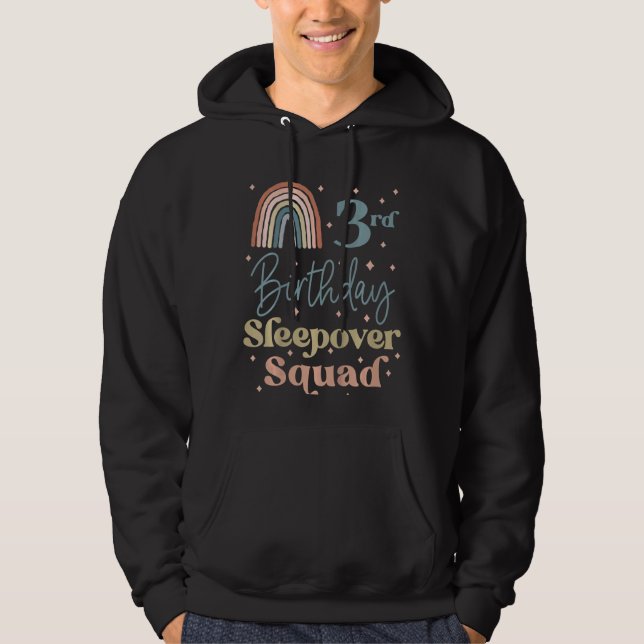 Barn 3:e födelsedagen Boho Rainbow Sleepover Squad Hoodie (Framsida)