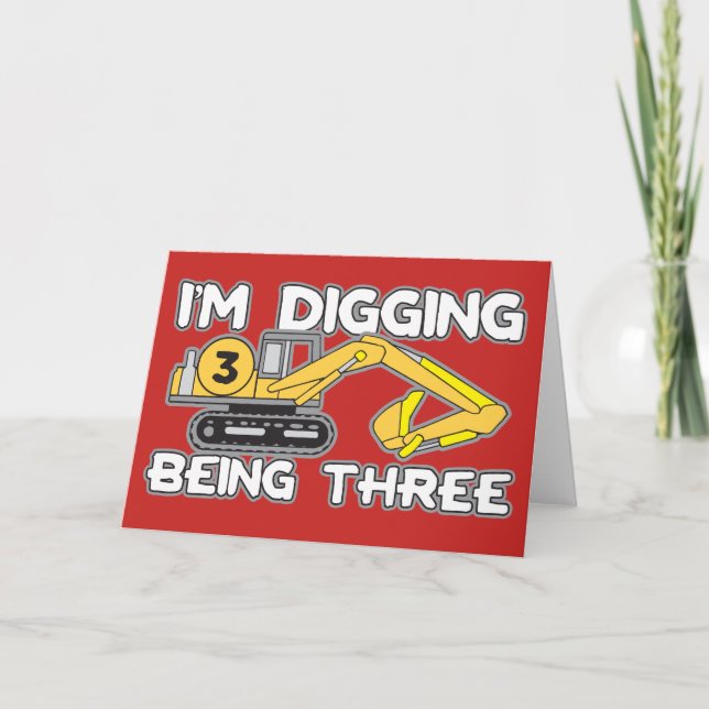 Barn 3:e födelsedagen jag Gräver vara tre Kort (Framsida)