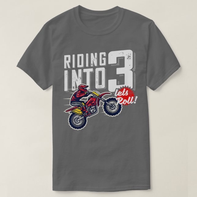 Barn 3:e födelsedagen Motor Kor Dirt Bike Birthday T Shirt (Design framsida)