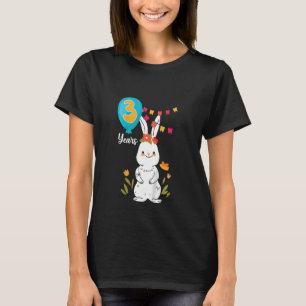 Barn 3:e födelsedagen Party 3 år Bunny Rabbit Flow T Shirt