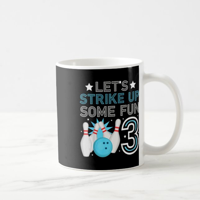 Barn 3:e födelsedagen Party Bowling Boy 3-åring Kaffemugg (Höger)