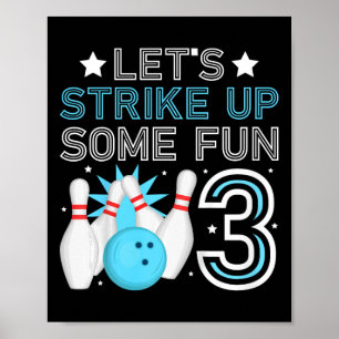 Barn 3:e födelsedagen Party Bowling Boy 3-åring Poster
